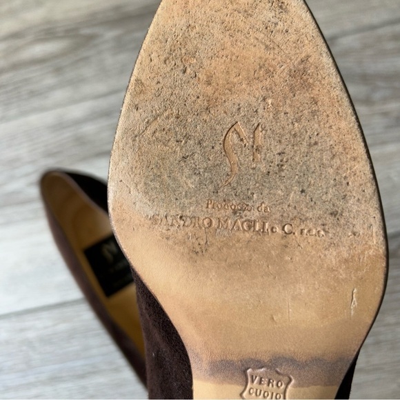 Di Sandro Brown Black Two Tuned Suede Leather Custom Heel Pump - Picture 11 of 13